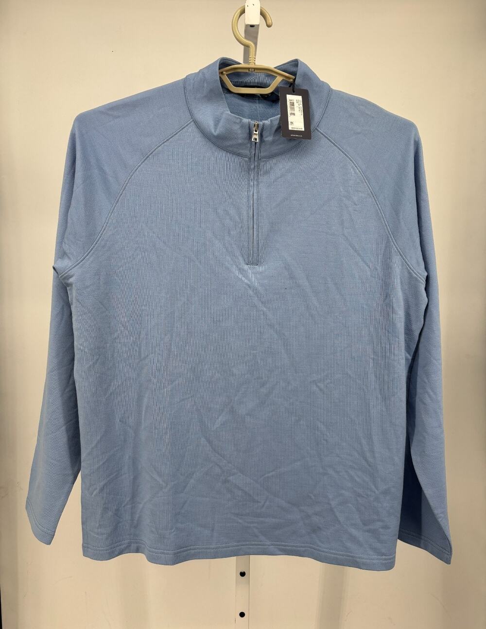 Peter Millar Excursionist Flex Performance Sweater Mens L Blue Merino Wool NWT